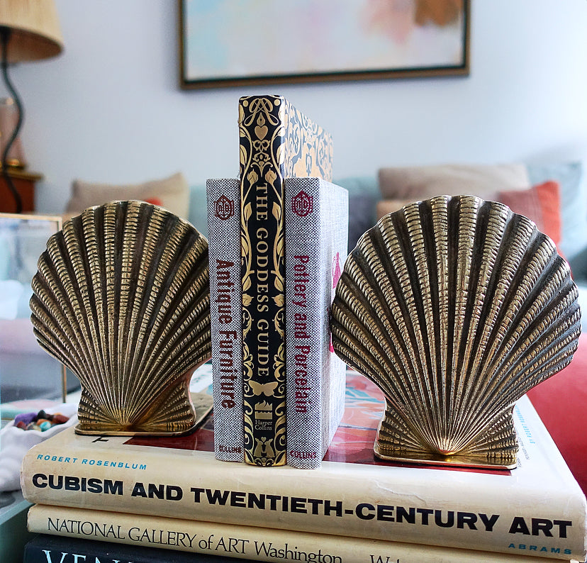 Brass scallop shell bookends