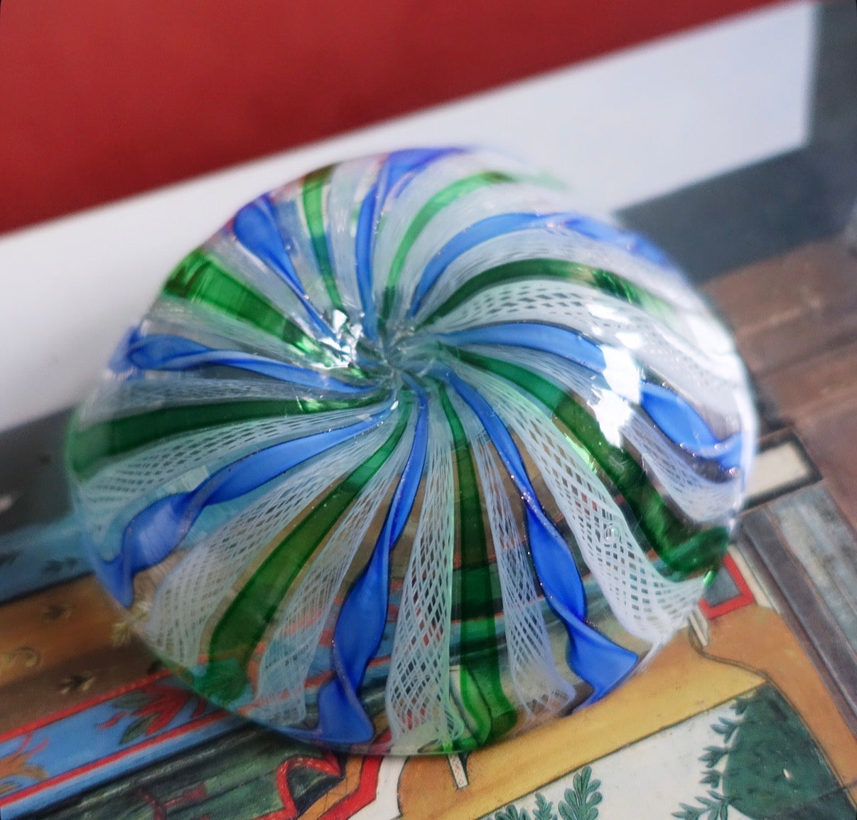 Green & blue Zanfirico trinket dish