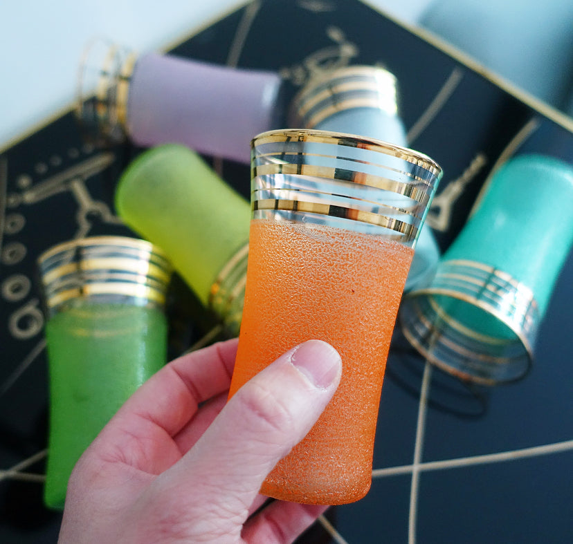 Rainbow Sugar frosted glasses set