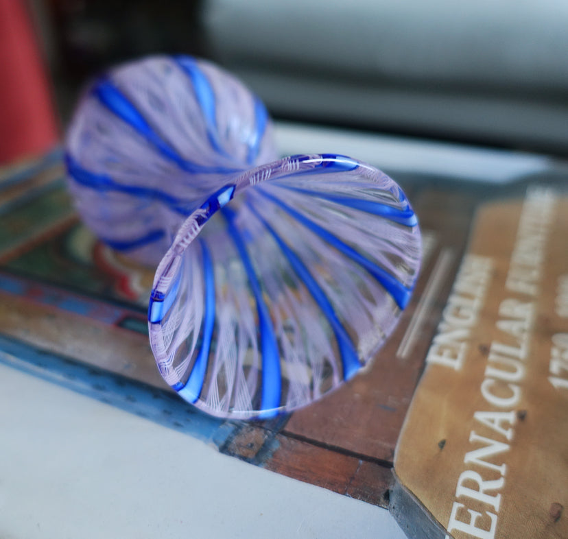 Blue & pink Zanfirico Murano glass vase