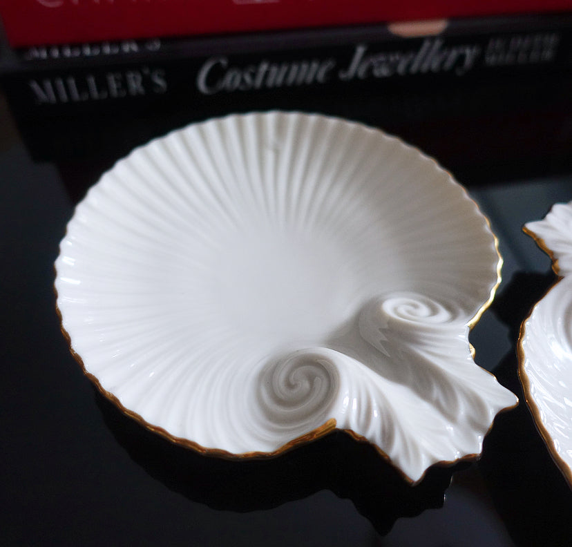 Pair of scallop shell dishes