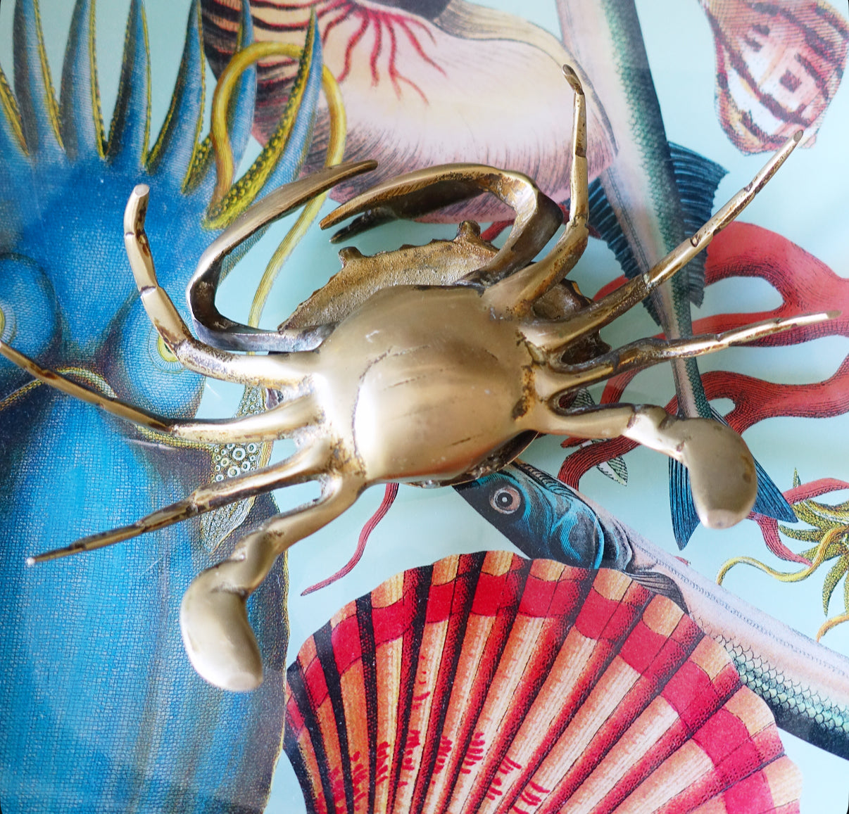Large brass crab ashtray