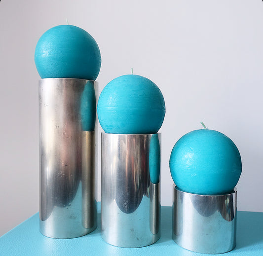 Georg Jensen pewter candle holder trio