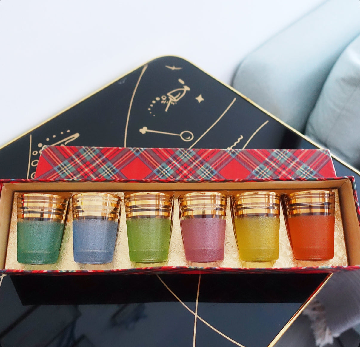 Rainbow Sugar frosted shot glass set
