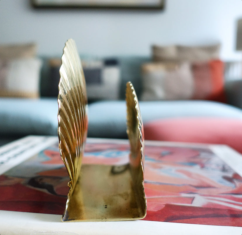 Hollywood regency brass shell letter holder