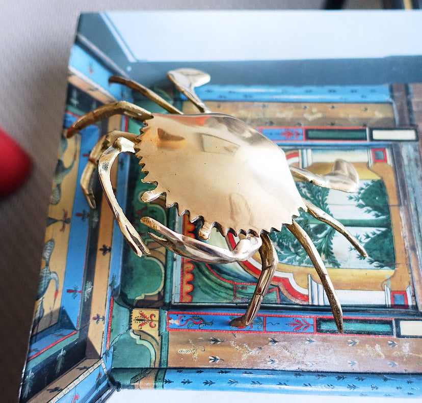 Large vintage brass crab