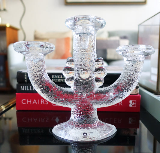 Swedish glass candelabra