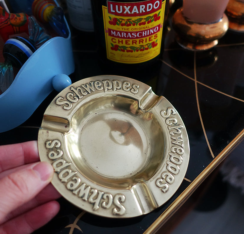 Brass Schweppes ashtray