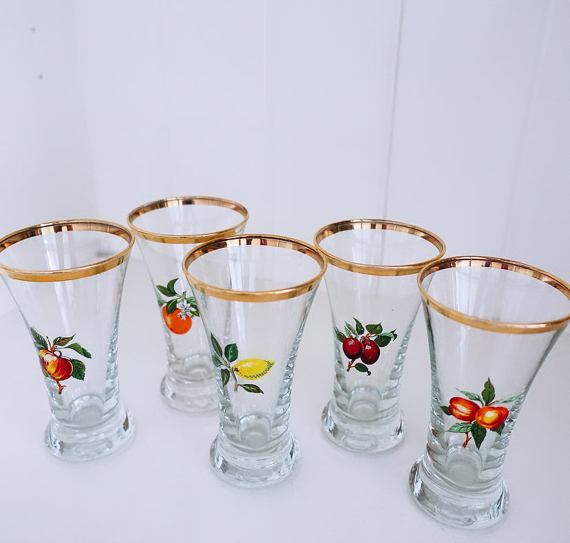 Set of five MCM fruit glasses