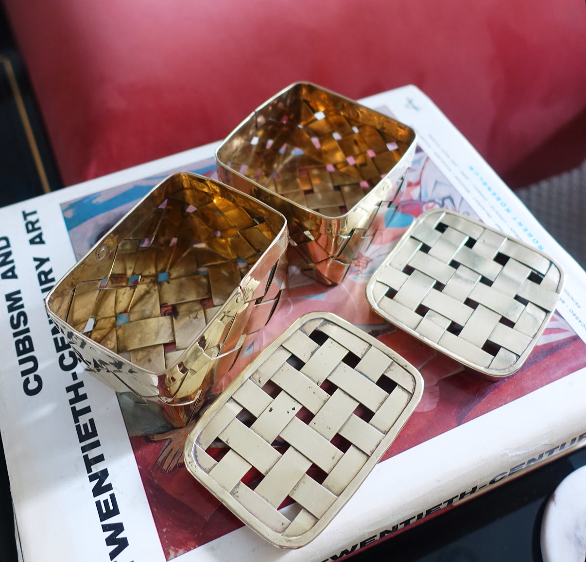 Decorative Woven brass box set