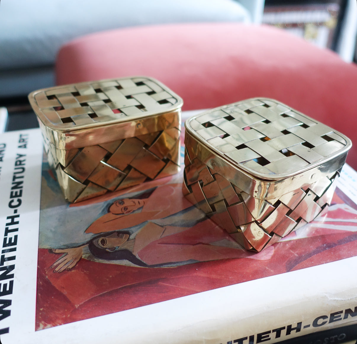 Decorative Woven brass box set