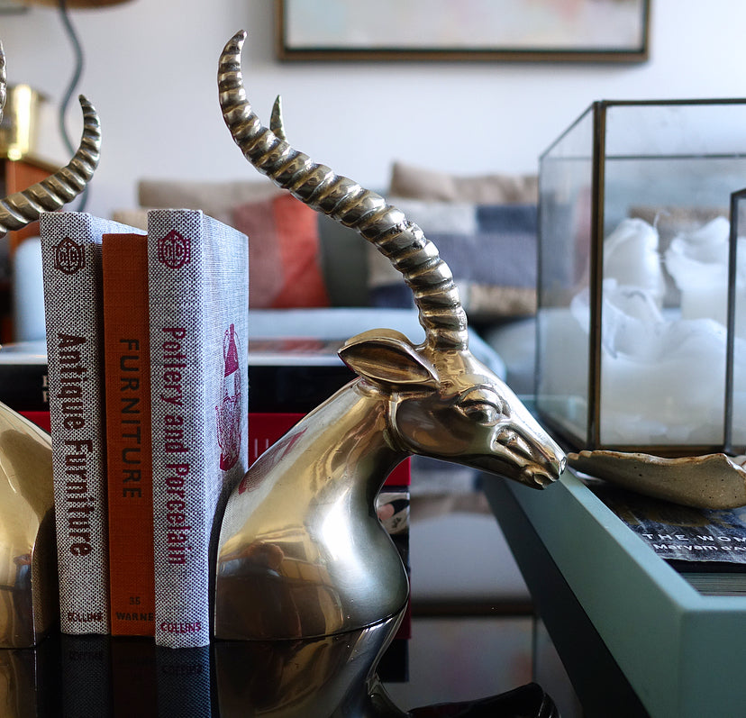 Pair of brass gazelle bookends