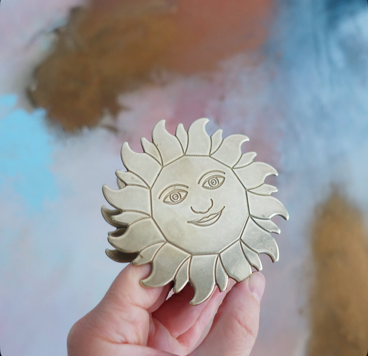 Brass sun letter holder