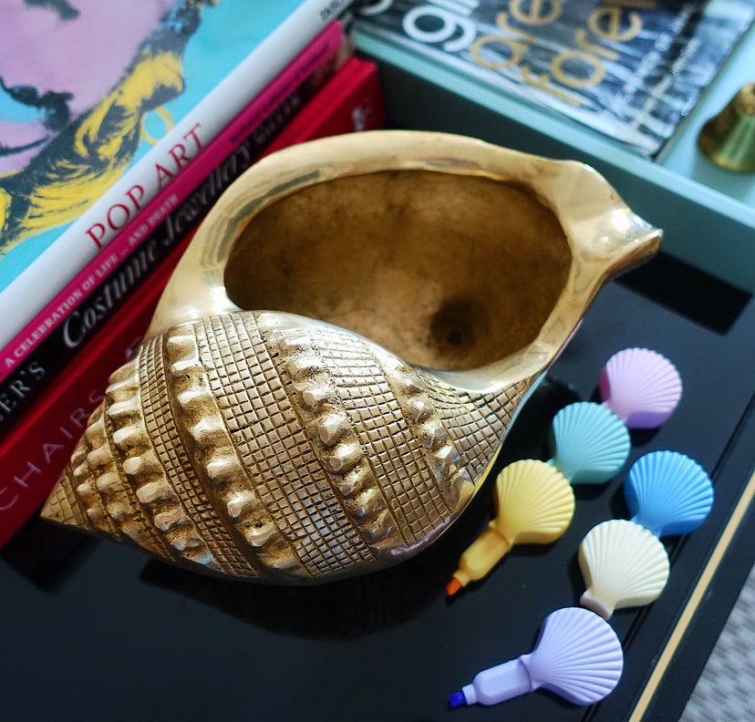 Large brass conch shell