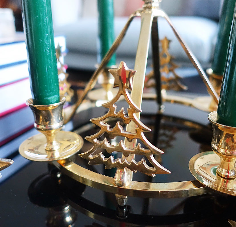 Brass Christmas tree centrepiece