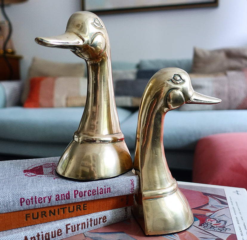MCM brass duck bookends