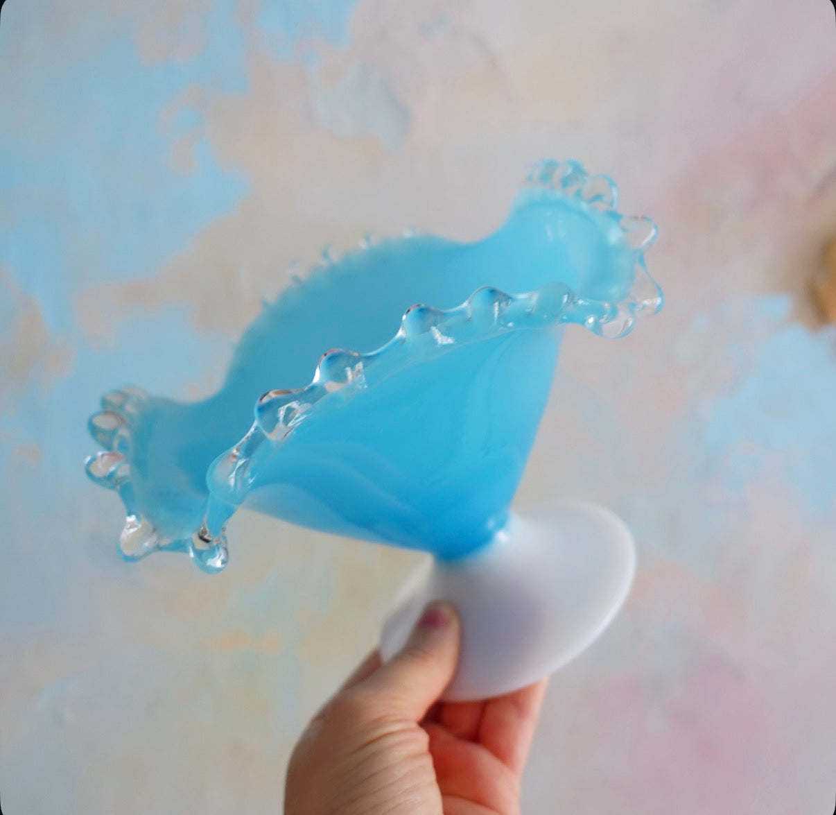 French blue opaline glass bowl