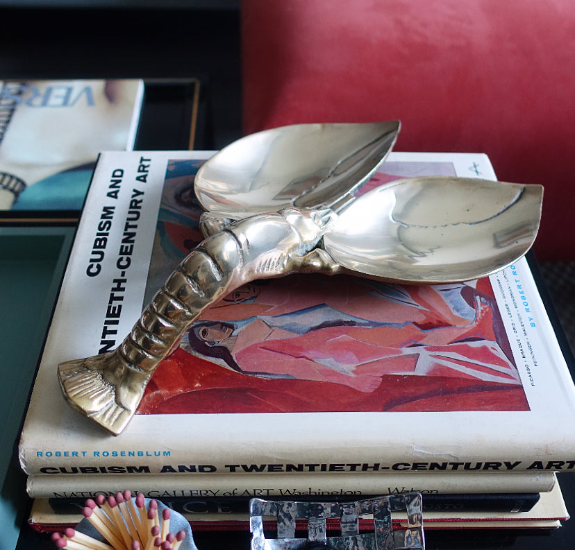 Large brass lobster trinket dish
