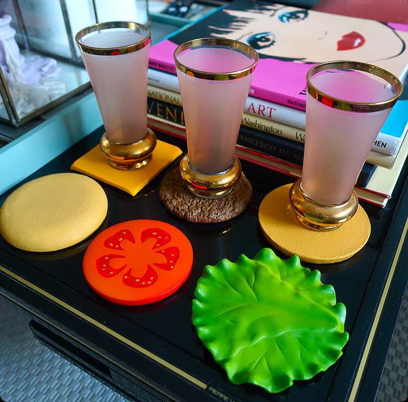 Retro burger coaster set