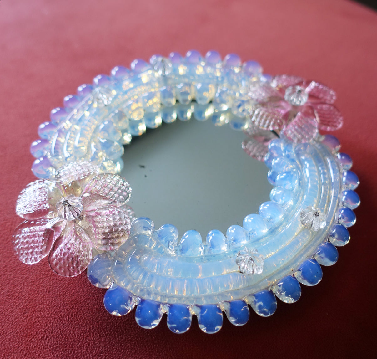 Opalescent Murano glass wall mirror