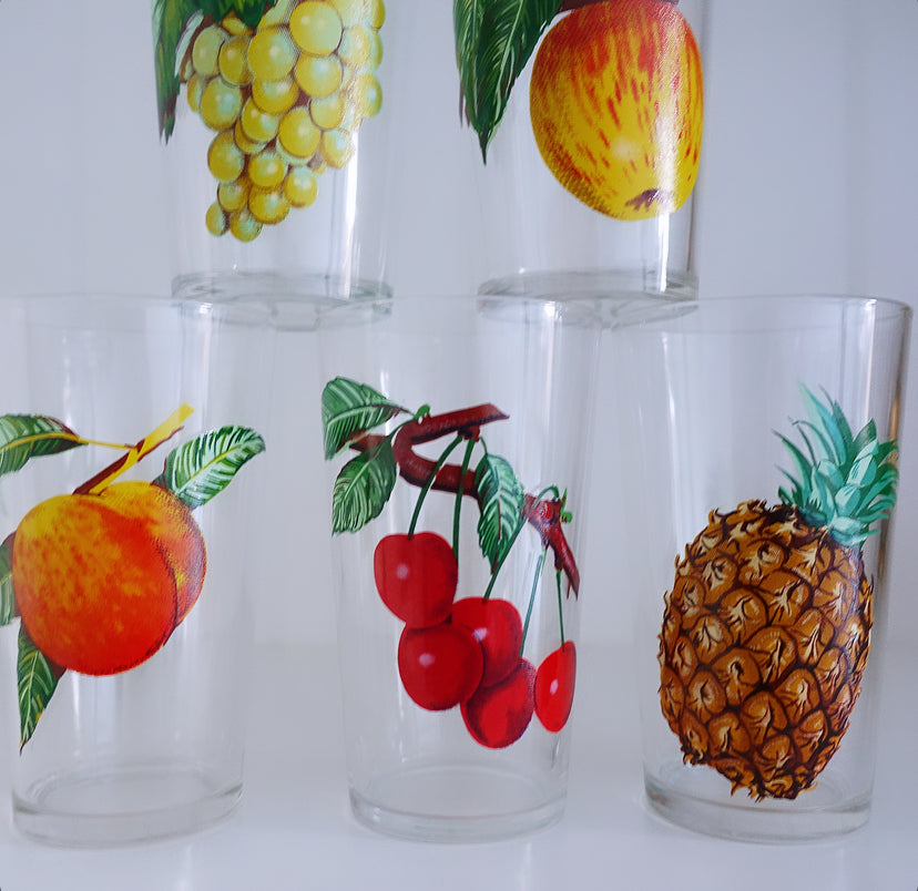 Set of six fruit glasses
