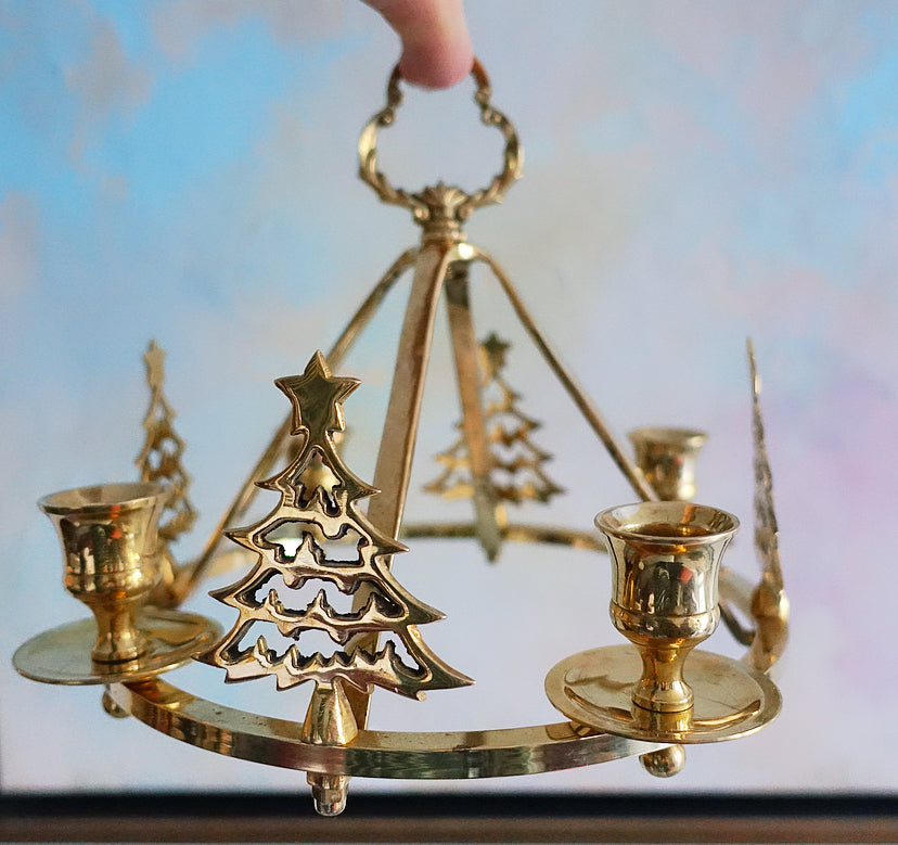 Brass Christmas tree centrepiece