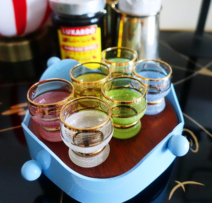 Rainbow Sugar frosted shot glass set