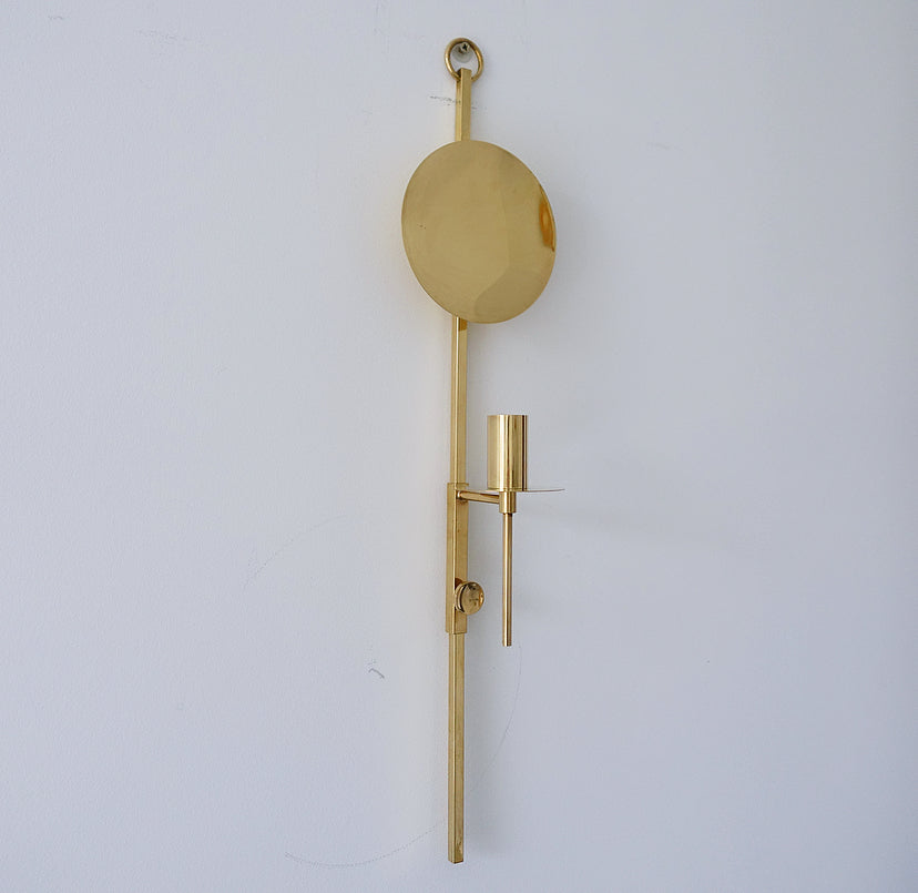 Single vintage brass candle sconce
