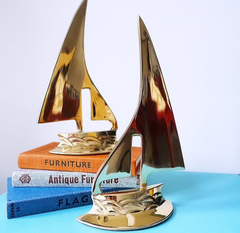 Pair of brass yacht bookends