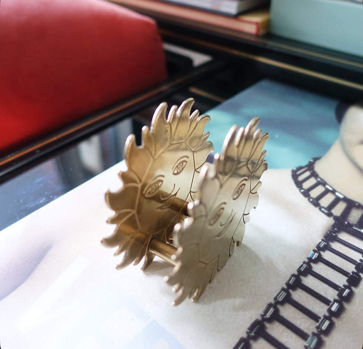 Brass sun letter holder