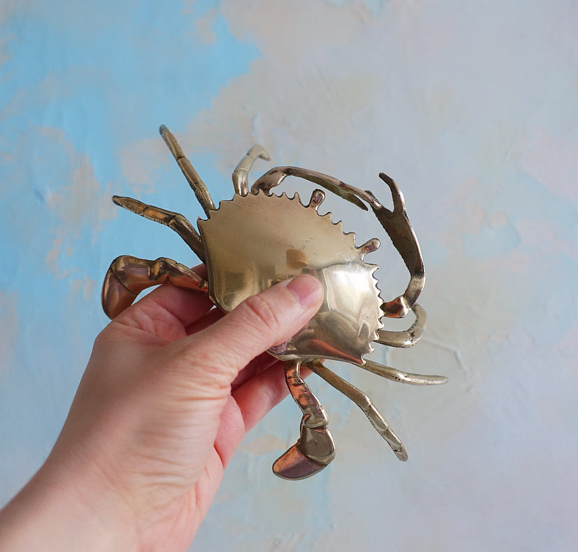 Large vintage brass crab