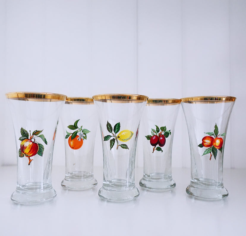 Set of five MCM fruit glasses