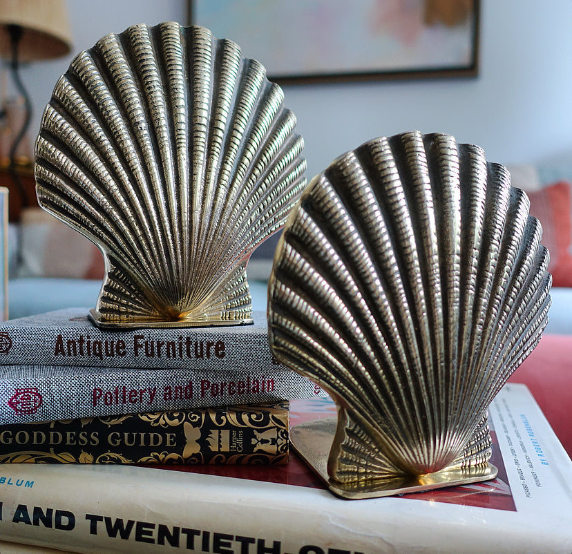Brass scallop shell bookends