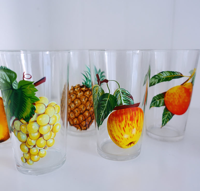 Set of six fruit glasses