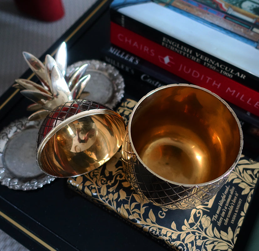 Large brass Hollywood Regency pineapple