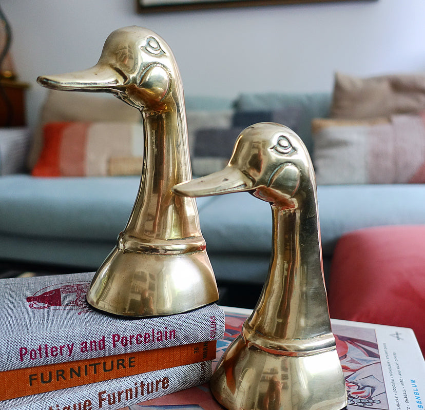 MCM brass duck bookends