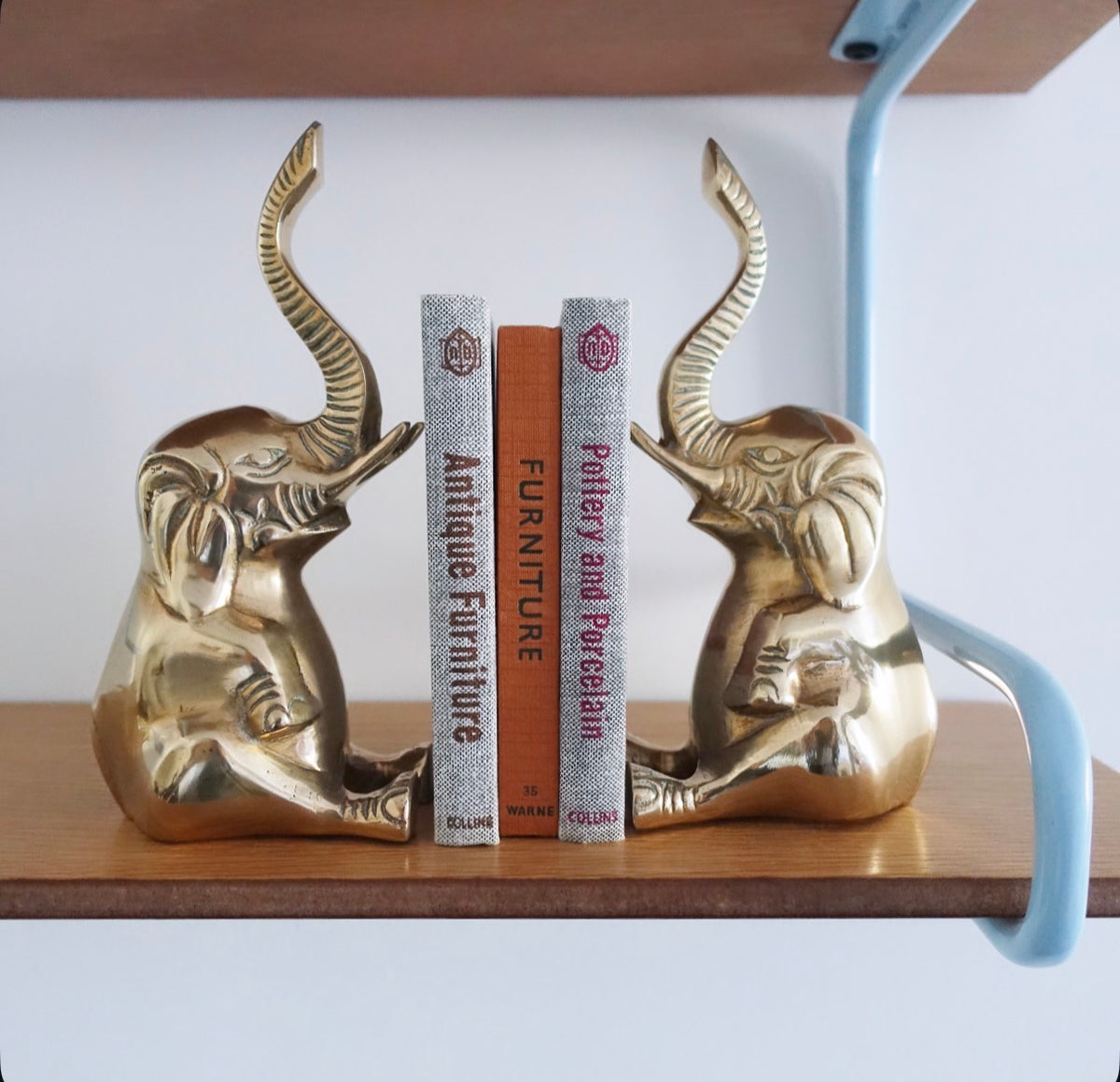Pair of brass elephant bookends