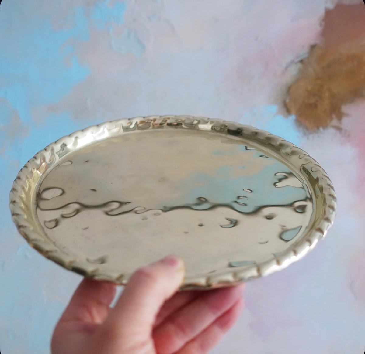 Vintage Swedish brass rope twist tray