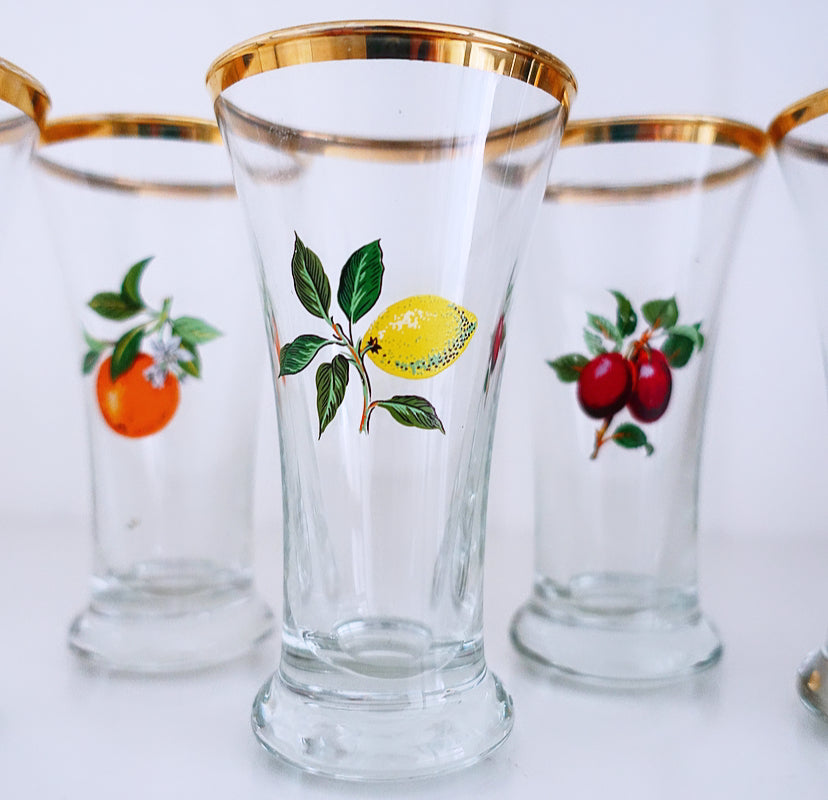 Set of five MCM fruit glasses