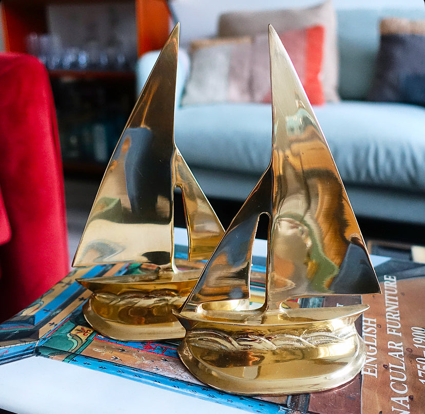 Pair of brass yacht bookends