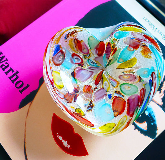 Heart shaped Bizantino Murano glass trinket dish