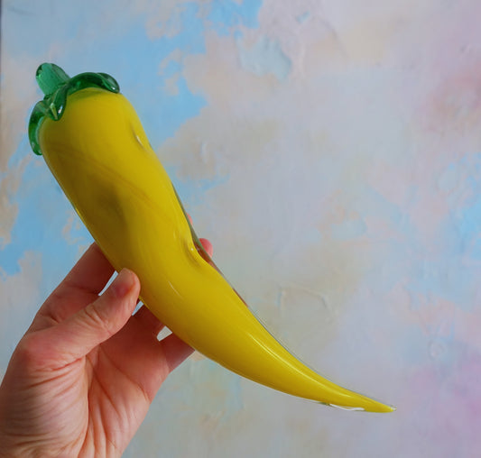 Art glass yellow chilli pepper