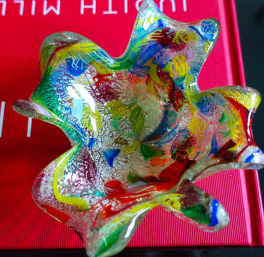Four leaf clover Bizantino Murano glass trinket dish