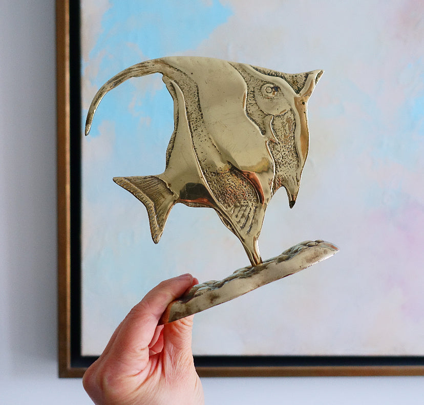 Hollywood regency brass Angel fish