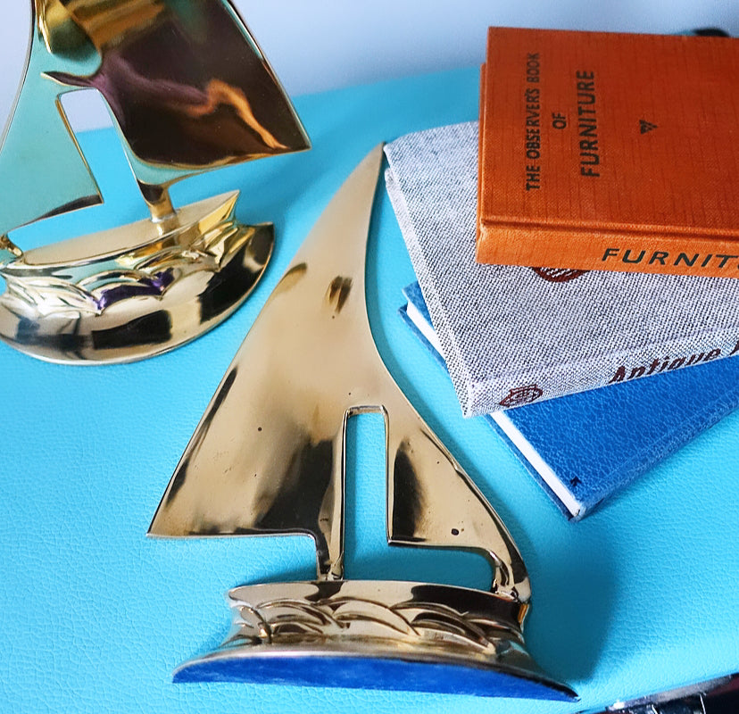 Pair of brass yacht bookends