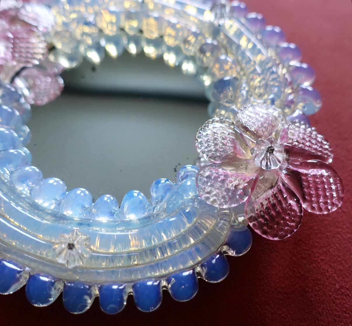 Opalescent Murano glass wall mirror