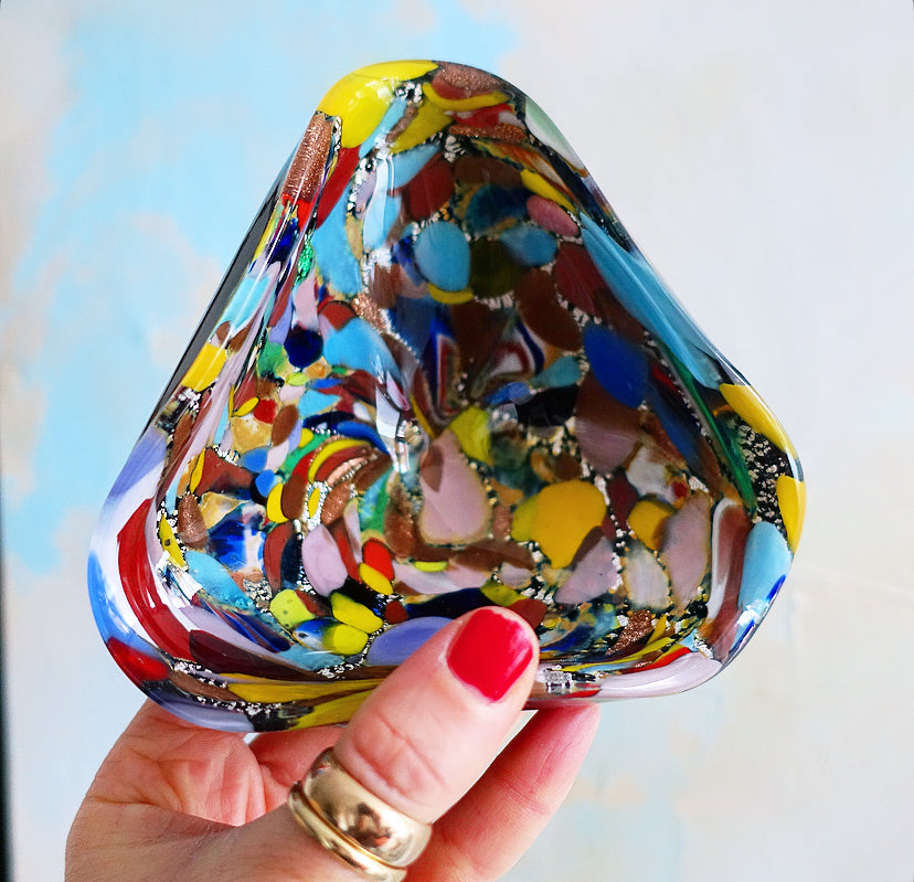 Triangular Bizantino Murano glass trinket dish