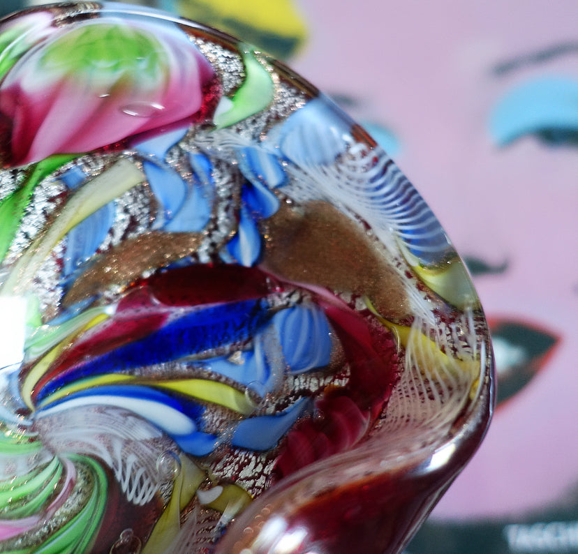 Red oval Bizantino Murano glass trinket dish