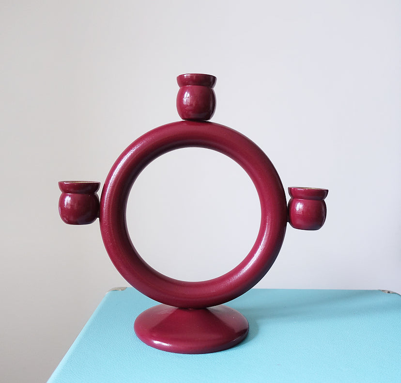 Vintage Swedish wooden candelabra