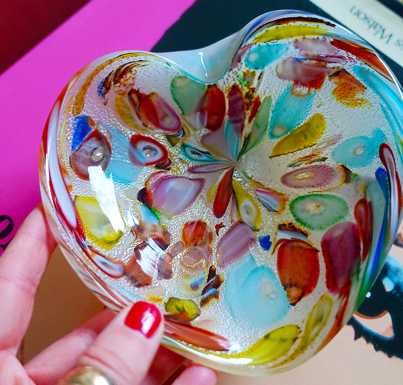 Heart shaped Bizantino Murano glass trinket dish